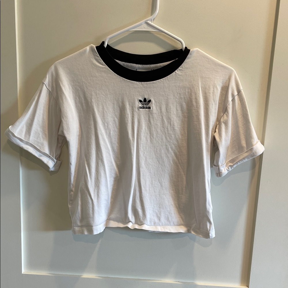 Adidas White Tee with Black Trim